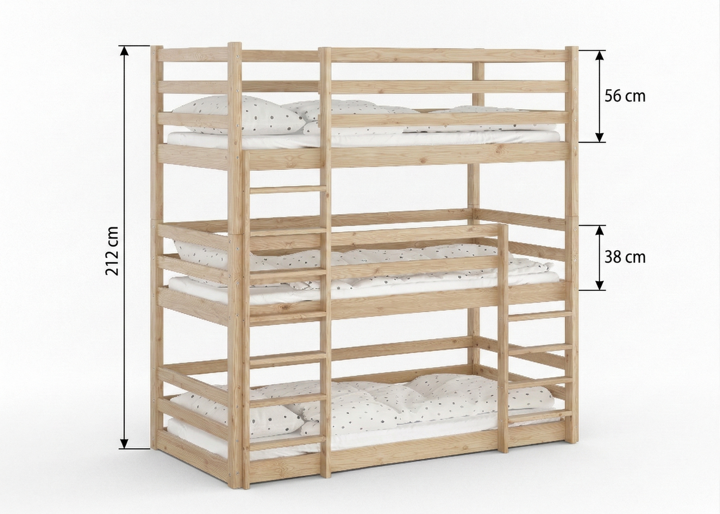 Rysunek techniczny łóżka z wymiarami