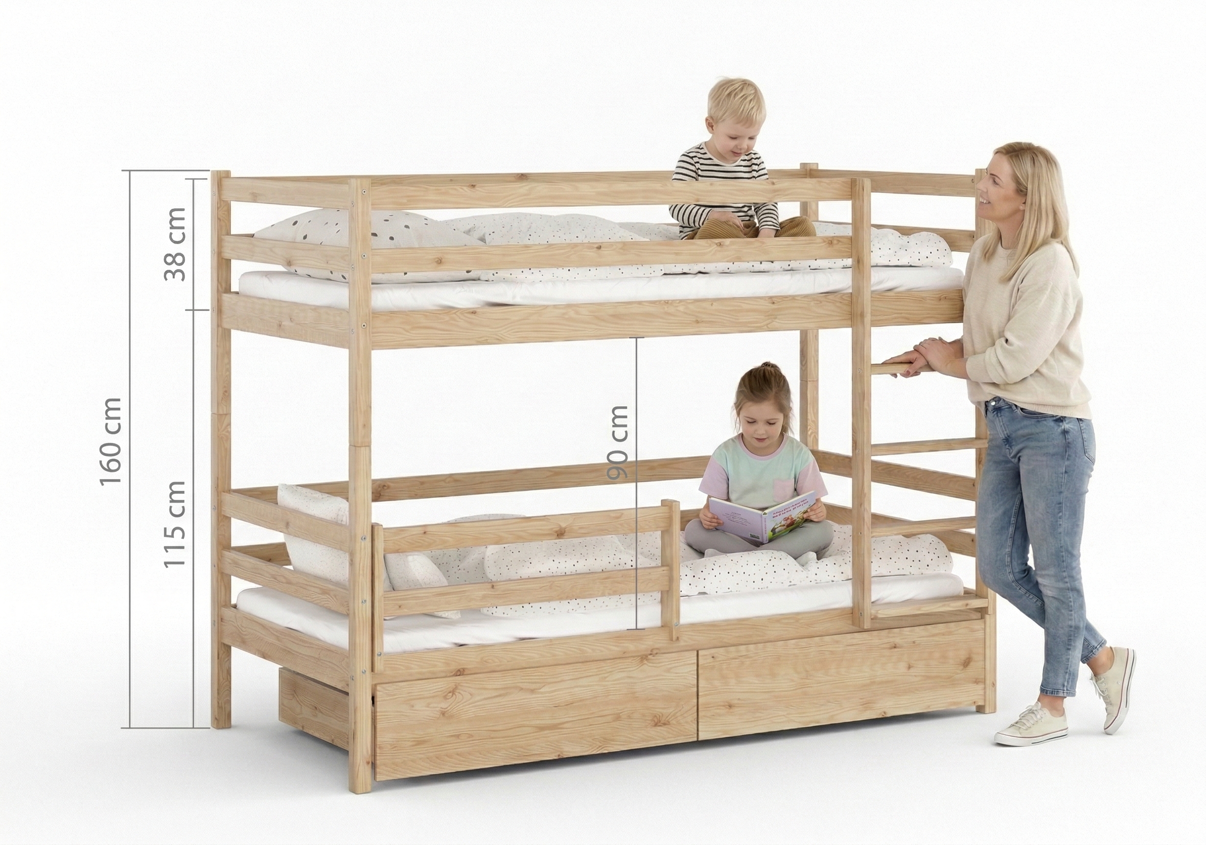 Rysunek techniczny łóżka z wymiarami